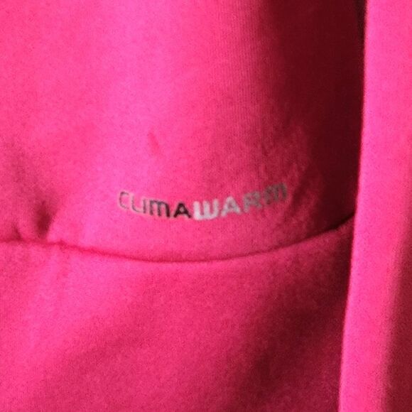 Adidas hooded sweatshirt kangaroo pocket climawarm thumb hole pink woman XS - Picture 4 of 8